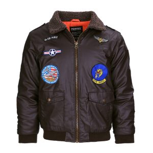 Kids PU leather flight jacket