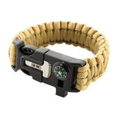 paracord bracelet with spark cutter, compass and whistle